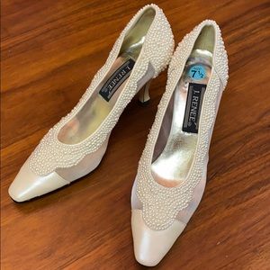 Pearl embellished pumps. SIZE: 7.5